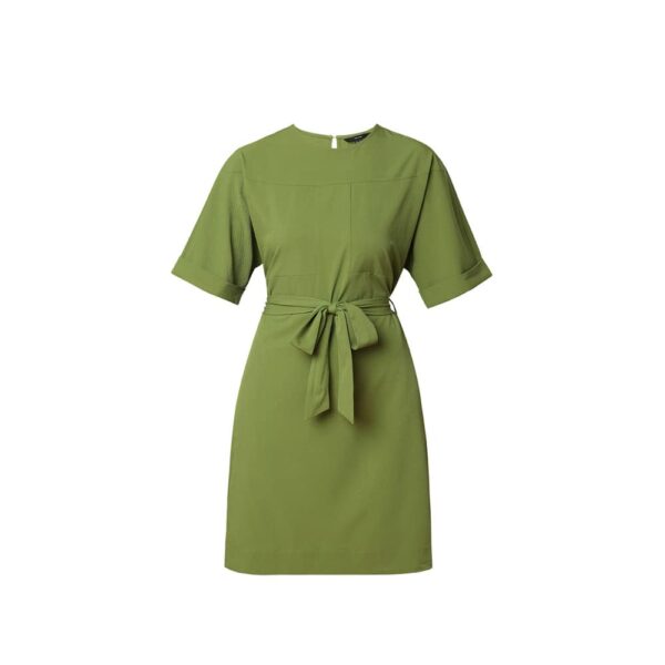 Solid Polyester Round Neck Women's Mini Dress - Image 7