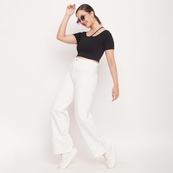 Women Solid White Denim Jeans - Image 5