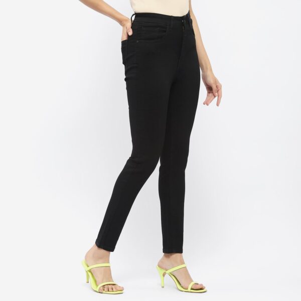 Solid Black Straight Fit Jeans - Image 3