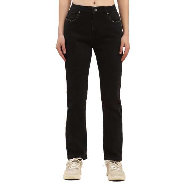 Camla Barcelona Embellished Black Straight Fit Jeans