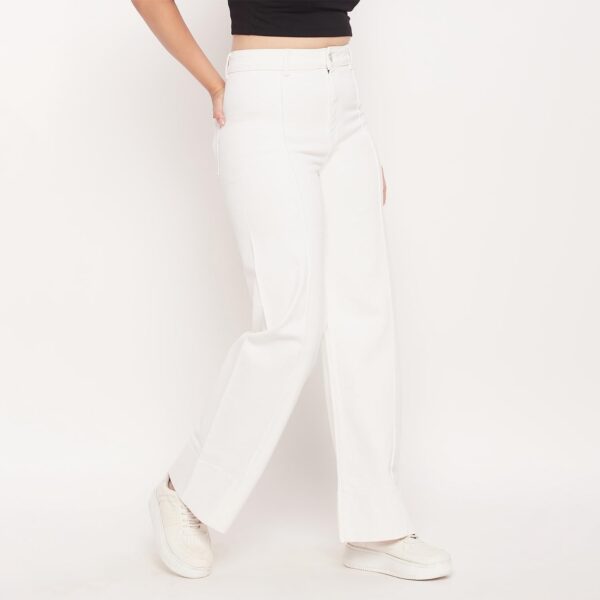 Women Solid White Denim Jeans - Image 3