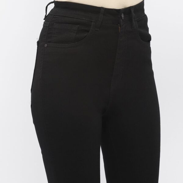 Solid Black Straight Fit Jeans - Image 4