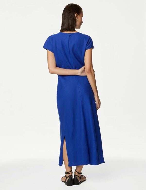 Women's Linen Modern Below The Knee Dress - Image 3