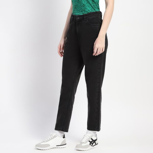 Cotton Solid Black Straight Denim - Image 3