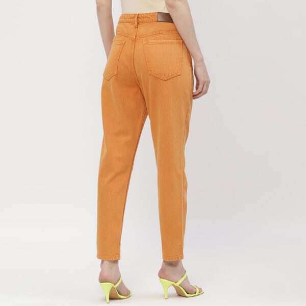 Solid Orange Mom Fit Jeans - Image 2