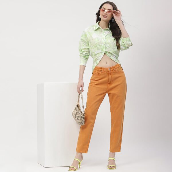 Solid Orange Mom Fit Jeans - Image 5