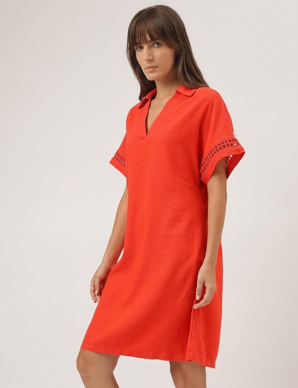 Women's Linen Fit and Flare Midi Dress - Image 2