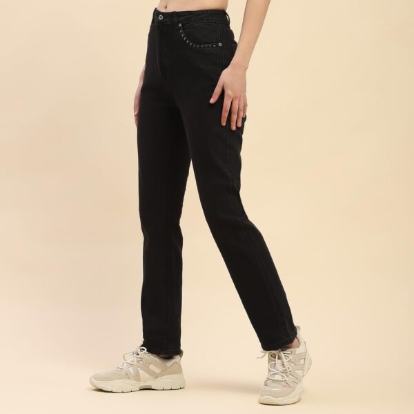 Camla Barcelona Embellished Black Straight Fit Jeans - Image 3