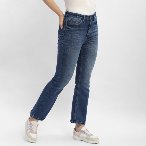 Light Washed Mid Blue Flared Jeans - Image 3