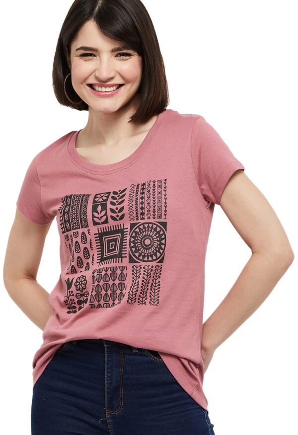 Regular Fit Women Printed Round Neck T-Shirt