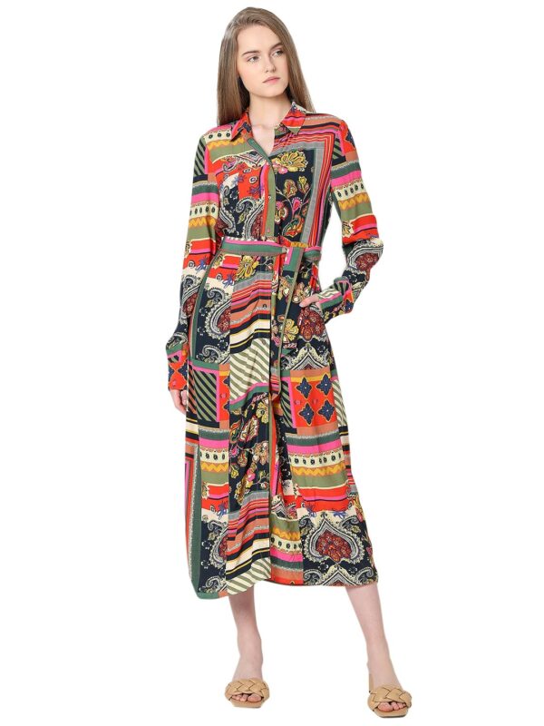 Women's Rayon Shirt Midi Dress