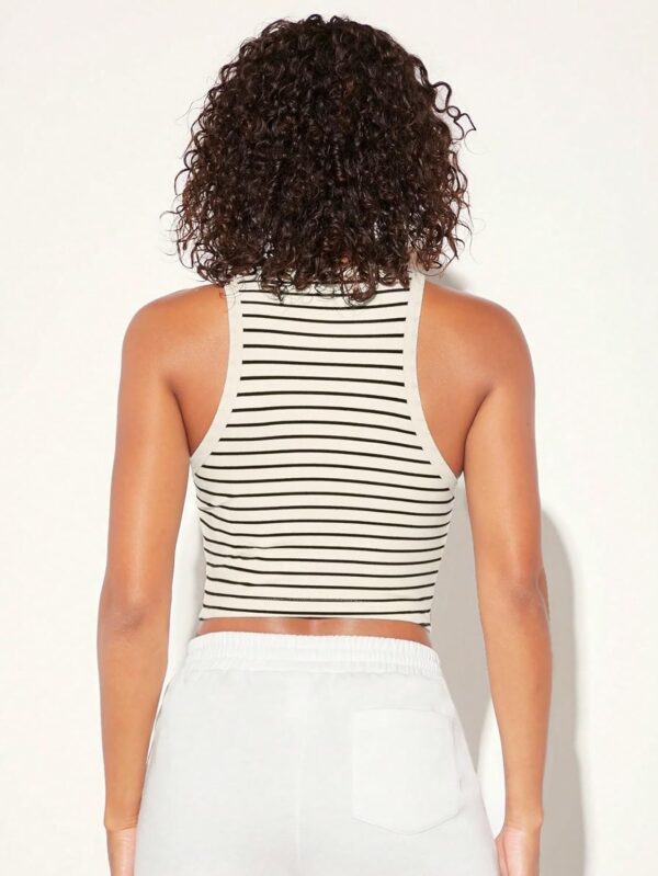 Women's & Girls' Striped Crop Racerback Tank Top - Image 2