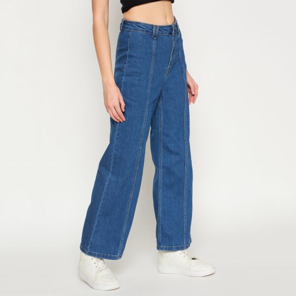 Women Solid Mid Blue Jeans - Image 3