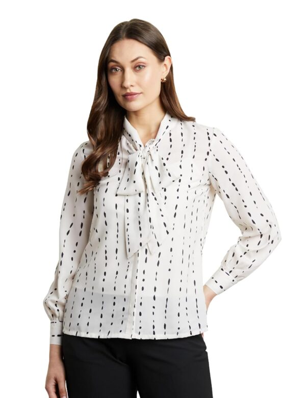 Women's All Over Print Bow-Tie Top (Regular Fit | Desk-to-Dinner)