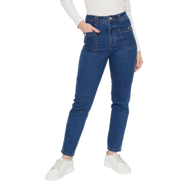 Women Solid Dark Blue Jeans