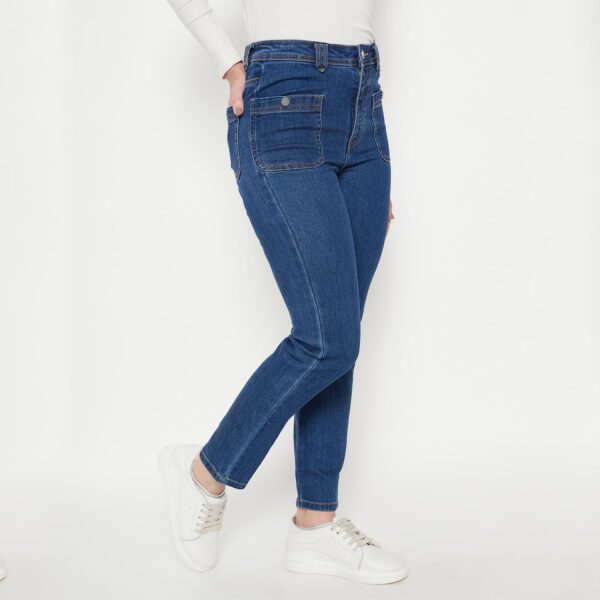 Women Solid Dark Blue Jeans - Image 3