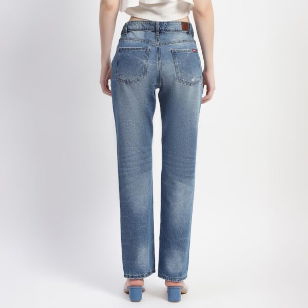 Crushed Ripped Blue Straight Denim - Image 2