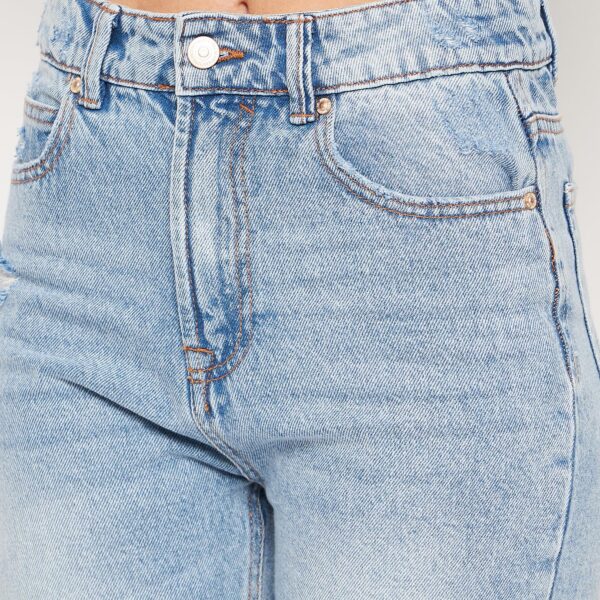 Women Solid Ice Blue Denim Jeans - Image 3