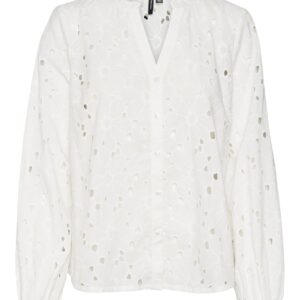 Sheer Floral Self Design Puff Sleeves Pure Cotton Regular Top