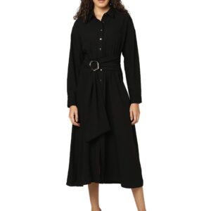Women's Polyester Shirt Midi Dress