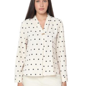 Women Polyester Regular Fit Printed V-Neck Top | Button Detailing| Long Sleeves with Cuffs|Day to Evening