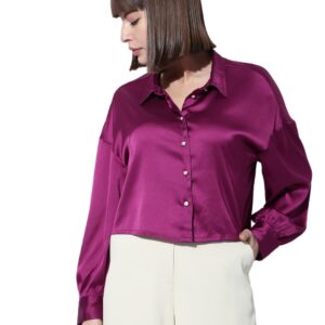 Women's Polyester Solid Slim Fit Shirt