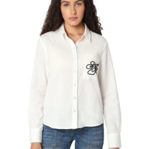Women's Solid Regular Fit Shirt with Embroidered Detailing | Desk-to-Dinner' Soft Formal Shirt