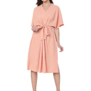 V-Neck Wrap Style Knee Length Dress
