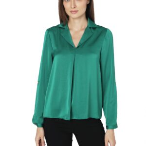 Shirt Collar Satin Shirt Style Top