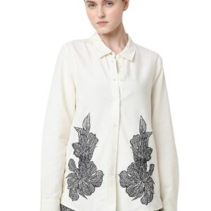 Women's Regular Fit Floral Embroidered Shirt