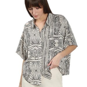 Women's Drop Shoulder Short-Sleeves Printed Shirt