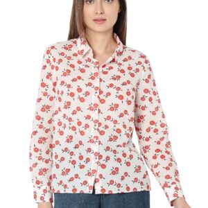 Floral Opaque Printed Cotton Spread Collar Casual Shirt