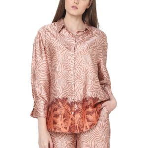 Women's Cotton Abstract Relaxed Fit Shirt