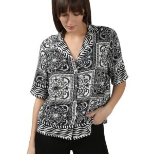 Women's Nylon Blend Floral Regular Fit Shirt